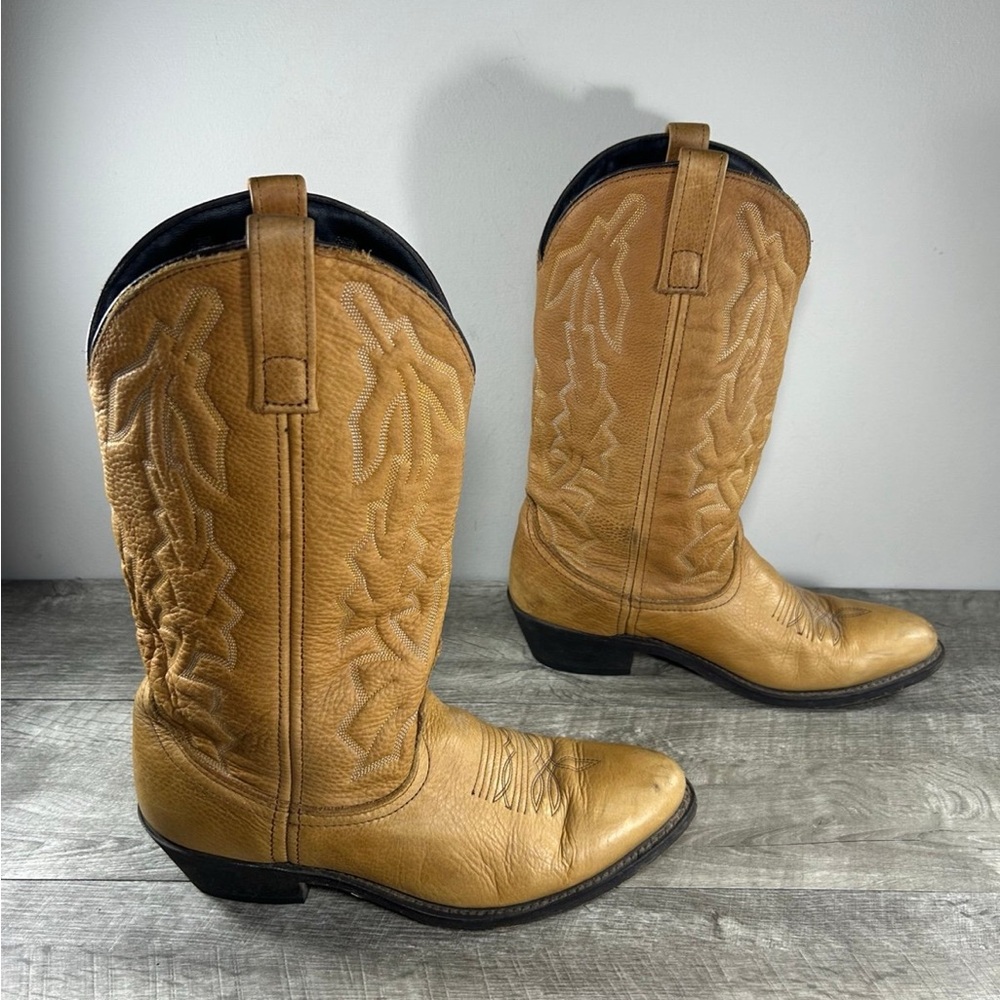 Laredo 68372 Walnut Deertan Leather Men’s Cowboy Western Pull On Boots Size 9